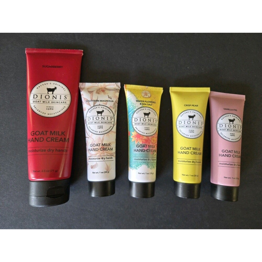 Dionis Goat Milk Hand Cream 4-Pack 1 fl oz Various scents Plus 2.5oz Strawberry